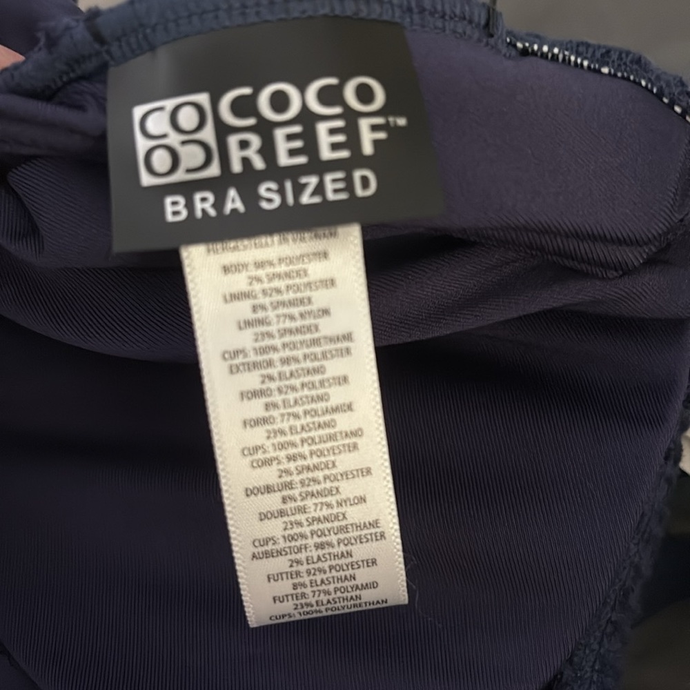 NWT!  Navy Coco Reef Sultry Ocean Textures One Piece Bra Sized 34DD lace up - Picture 16 of 16